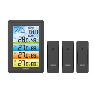 BALDR Wetterstation Funk mit 3 Außensensoren Innen Außen Digital Thermometer - Bild 1 von 8