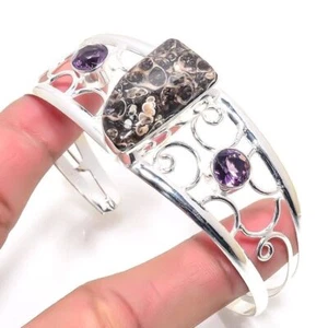 Pulsera de plata de ley 925 con piedras preciosas de ágata Turritella,... - Imagen 1 de 1