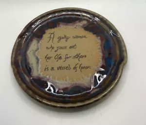 Seagrove Pottery NC North Carolina 10" Round Rimmed Pottery Tray Plate Signed 09 - Picture 1 of 10