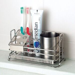 Stainless Steel Premium Toothbrush Toothpaste Cup Holder Stand for Bathroom