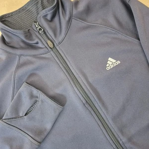 Adidas Track Jacket Womens Medium Gray Pink Stripes Full Zip - Picture 1 of 10