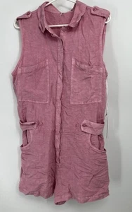Young Fabulous & Broke Romper Large Pink Linen Blend Sleeveless NWT - Picture 1 of 5