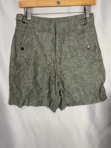 Athleta Voyager Green Linen High Rise Pockets Lightweight Women’s Shorts Sz 4 - Picture 1 of 6