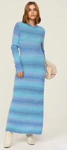 VINCE SPACE DYE BLAU GESTREIFTES LONG PULLOVER KLEID GR XL - Bild 1 von 5