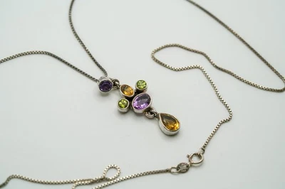 Nicky Butler Sterling Silver Multi Color Gemstone Necklace 18" JB2 - Image 1 of 4