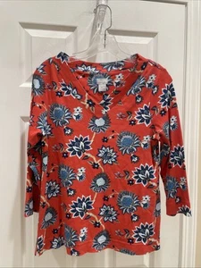 Chicos wunderschönes Oberteil Töne rot blau geblümt Gr. 0 3/4 Arm Pullover Oberteil - Bild 1 von 3