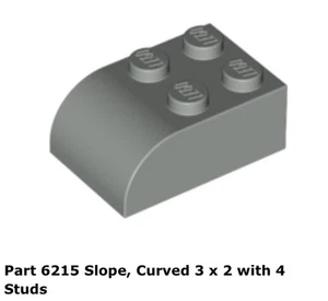 Lego 1x 6215 Light Gray Slope, Curved 3 x 2 x 1 with Four Studs 7166 - Picture 1 of 1