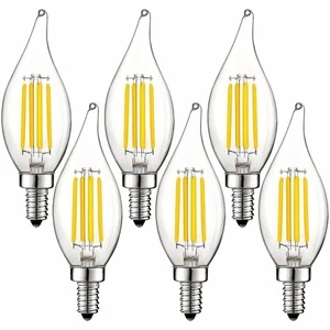 6x Luxrite 5W Vintage Candelabra LED Bulb Dimmable 4000K 550lm Cool White E12 - Picture 1 of 7