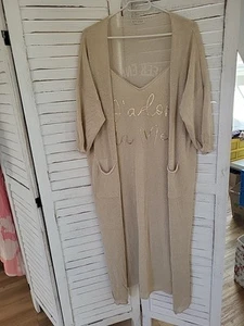 Damen Kleid mit Mantel Set made in Italy Onesize Gold - Bild 1 von 7