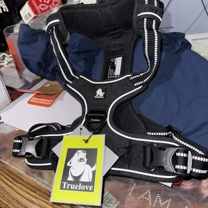 Arnés para perros Truelove funcionando grande sin tirar ajustable negro grande - Imagen 1 de 5