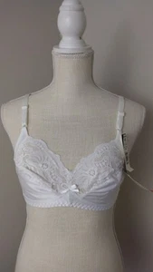 Hanes Her Way Bra Satin & Lace Soft Cup Full Support SZ 34B White NWT Vintage - Picture 1 of 6