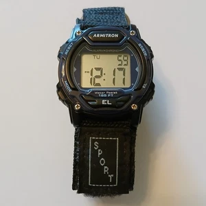 Armitron Digital Alarm Timer Chrono Date Day Indicator Light Up Watch Canvas - Picture 1 of 12