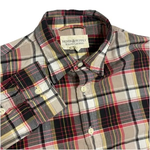 Camicia DENIM & SUPPLY Ralph Lauren piccola rossa nera bianca a quadri cotone con bottoni - Foto 1 di 10