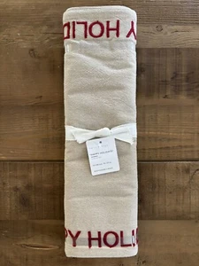 Pottery Barn Christmas Happy Holidays Sentiment Cotton Table Runner, 18"x108" - Picture 1 of 11