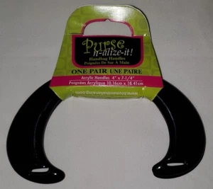 Black Acrylic Purse Handbag Handles 4" x 7.25" Purse n-alize-it One Pair NIP - Picture 1 of 2