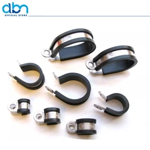 Rubber Lined P Clips Hose Pipe Clamp Cable Mounting Clip Stainless Steel - Picture 1 of 21