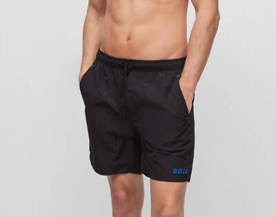 HUGO BOSS STRIKE Black mens Swim Trunks Beachwear Shorts SMALL - Image 1 of 4