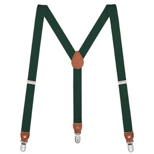 Buyless Fashion Leather End Suspenders Men - 48" Elastic Adjustable 1" - Y Shape - Picture 1 of 84
