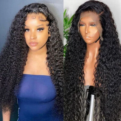 Pelucas delanteras de encaje de cabello humano rizado de 28 pulgadas peluca de onda rizada profunda cabello Remy Foto 1 de 4