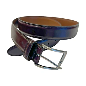 JOSEPH ABBOUD Size 36 Belt Brown Cognac Leather Italy Double Stitch Minimalist - Picture 1 of 17