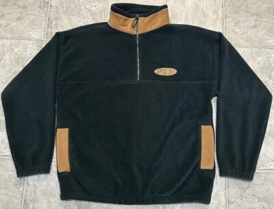 Depoe Bay Oregon Zip Sweatshirt Fleece Coat Large Green Tan Vintage  - Image 1 of 4