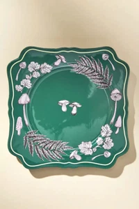 Anthropologie Elin Dinner Plate Mushroom Woodland Stoneware Nature Green NEW - Picture 1 of 6