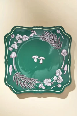Anthropologie Elin Dinner Plate Mushroom Woodland Stoneware Nature Green NEW - Image 1 of 4