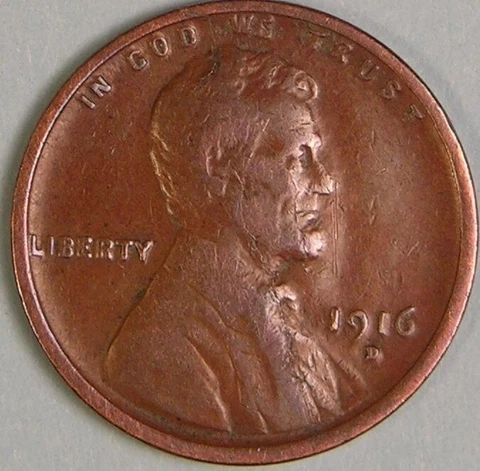 1916 D - Lincoln Wheat Penny - G/VG Cover