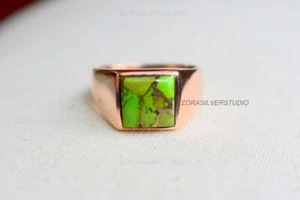 Anillo de plata esterlina 925 verde cobre turquesa sello piedras preciosas regalo joyería - Imagen 1 de 5