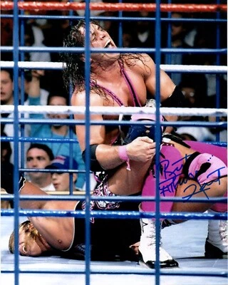 Foto de lucha libre profesional firmada por Bret Hitman Hart WWF 8x10 Owen Hart Cage  Foto 1 de 4