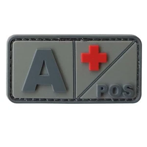 A POS 3D PVC rubber blood type gray subdued ACU tactical touch fastener patch - Picture 1 of 3