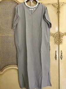 Uniqlo Women 63% Rayon 37% Linen side slits pockets Dress Cloud-Gray Size XS - Picture 1 of 24