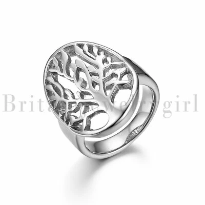 Anillo Árbol de la Vida de Acero Inoxidable Declaración Promesa Aniversario para Hombres Mujeres Foto 1 de 4