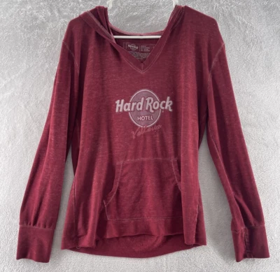 Sudadera Hard Rock Café Para Mujer Mediana Burnout Sudadera con Capucha Vallarta Rojo Borgoña Foto 1 de 4