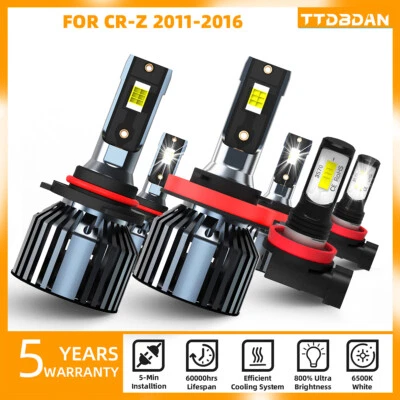 6PCS LED Headlight KIT Combo Bulbs High Low Fog Beam For Honda CR-Z 2011-2016 - Image 1 of 4