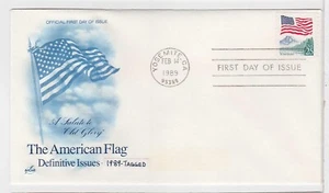 TurtlesTradingPost- American Flag Over Yosemite 1989 Tagged #2280 FDC  Artcraft - Picture 1 of 1