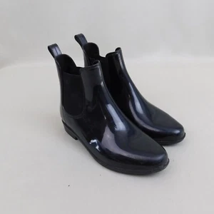 Target Women's Ankle Rain Boots Size 8, Black Low Heel Round Toe #3604 - Picture 1 of 8