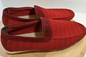 Zapatos informales sin cordones STACY ADAMS para hombre rojo ciran acanalado tejido mocasín talla 13 M - Imagen 1 de 11