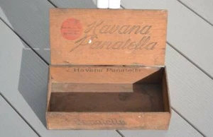 Rare Antique Wooden Havana Panatella Cigar Box John Herman & Co Distressed - Picture 1 of 4