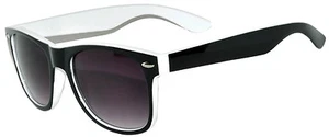 CLASSIC VINTAGE RETRO OWL 2 TONE SMOKE LENS SUNGLASSES SHADES UV400 WHITE - Picture 1 of 3