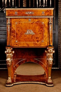 L-Sam-253 Napoleonischer Sekretär Schreibmöbel Schreibschrank im Empire Stil * - Picture 1 of 1