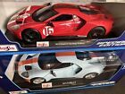 New! Lot Of 2**Maisto 2017 Ford GT 1:18 Diecast  Red GT 40 & Light Blue GT40