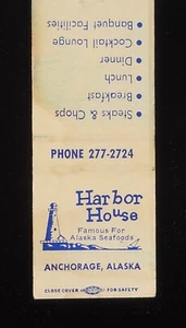 1970er Hafenhaus berühmt für Alaska Meeresfrüchte LEUCHTTURM Ankerplatz AK Streichholzheftchen - Bild 1 von 2