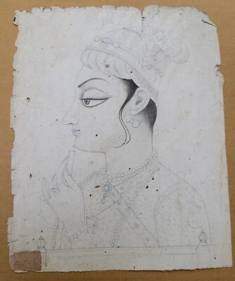 Antique Collectible Hand Painted Miniature Painting Portrait Kishangarh School - Image 1 of 4