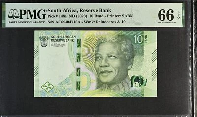 South Africa 10 Rand ND 2023 P 148 a Gem UNC PMG 66 EPQ - Image 1 of 3