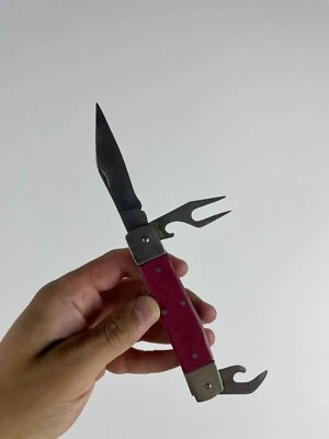 Cuchillo Plegable De Caza Soviético De Colección Multiherramienta Rosa URSS Original Foto 1 de 4