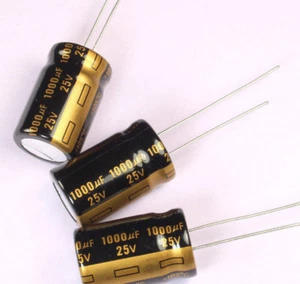 10pcs 1000uF 25v 105C Radial Electrolytic Gold Capacitor 13mm X 21mm - Picture 1 of 1