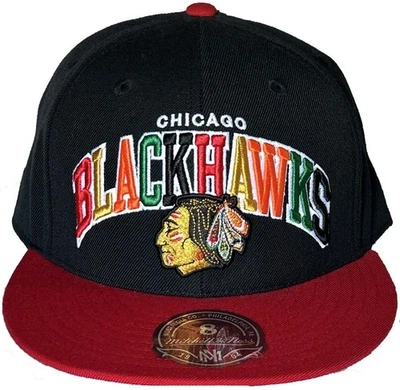 NHL Authentic NWT Mitchell & Ness Chicago Blackhawks Rare Black & Red Fitted Hat - Image 1 of 4