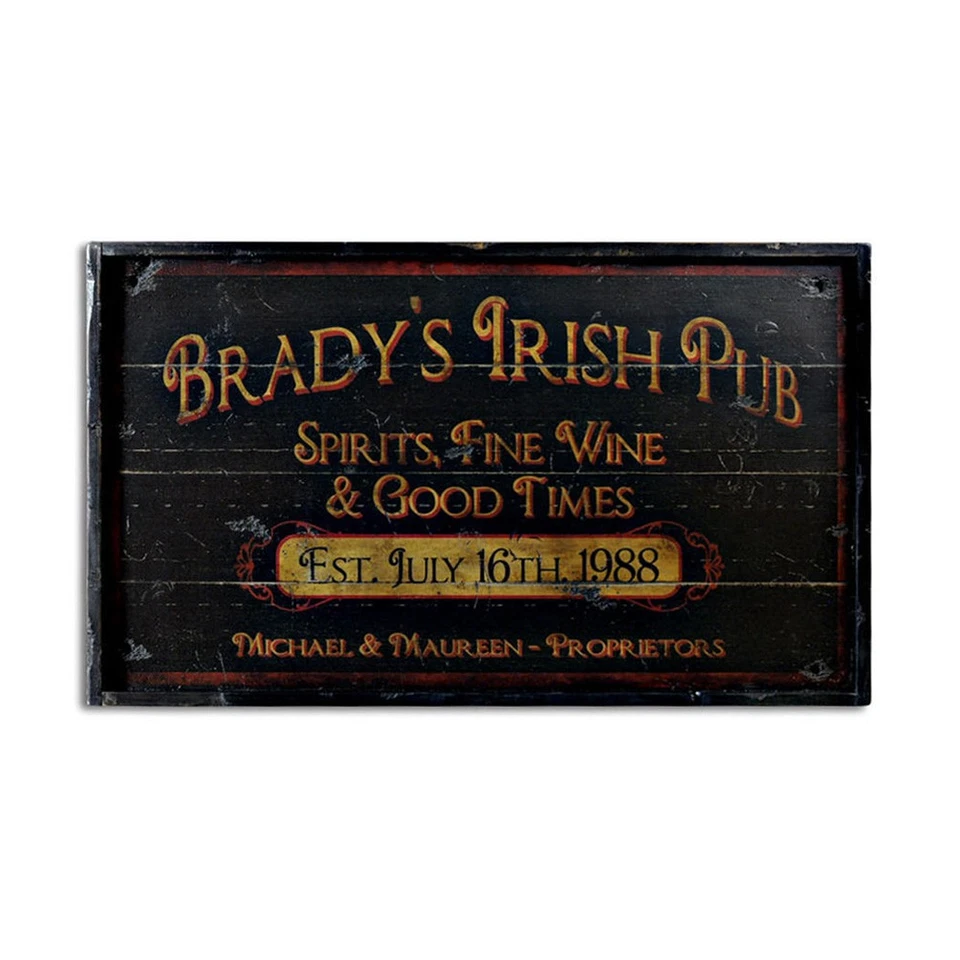 Custom Distressed Irish Pub Proprietor Sign - Rustic Hand Made Wooden - Image 1 of 3