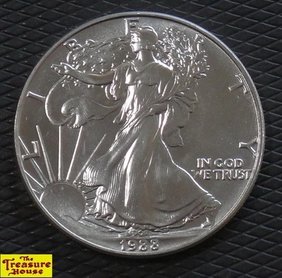 1988 American Silver Eagle ONE DOLLAR S$1 USD 1 OZ-T .999 Fine Silver Coin NR! - Image 1 of 2